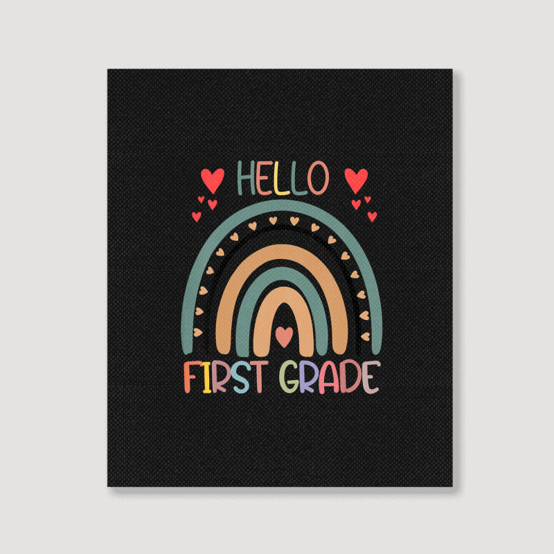 Hello First Grade Rainbow Back To School Teachers Kids Girls Portrait Canvas Print | Artistshot