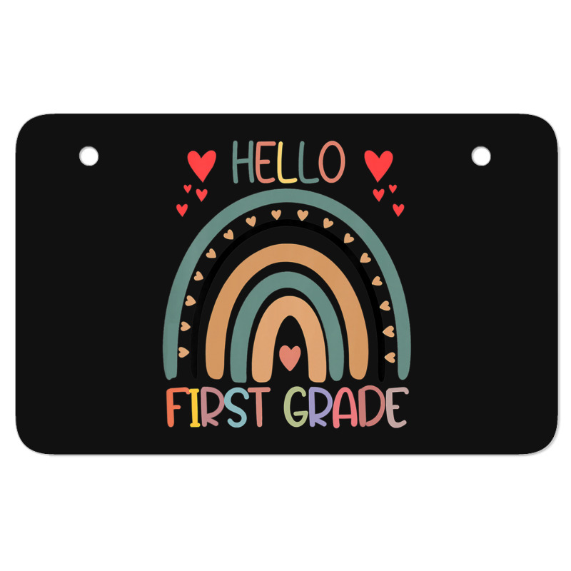 Hello First Grade Rainbow Back To School Teachers Kids Girls Atv License Plate | Artistshot