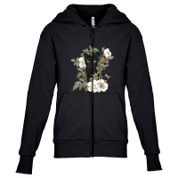 Womens Black Cat Flower White Gifts Black Cat Loves Youth Zipper Hoodie | Artistshot