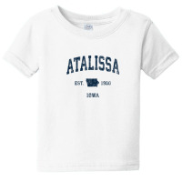 Atalissa Iowa Ia Vintage Athletic Navy Sports Design Baby Tee | Artistshot