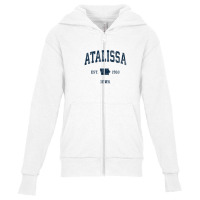 Atalissa Iowa Ia Vintage Athletic Navy Sports Design Youth Zipper Hoodie | Artistshot