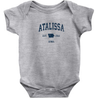 Atalissa Iowa Ia Vintage Athletic Navy Sports Design Baby Bodysuit | Artistshot