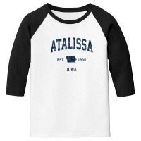 Atalissa Iowa Ia Vintage Athletic Navy Sports Design Youth 3/4 Sleeve | Artistshot