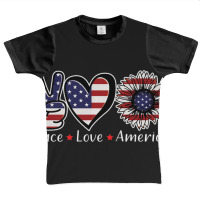 Hot Trend Peace Love America Women Girls Sunflower 4th Graphic Youth T-shirt | Artistshot