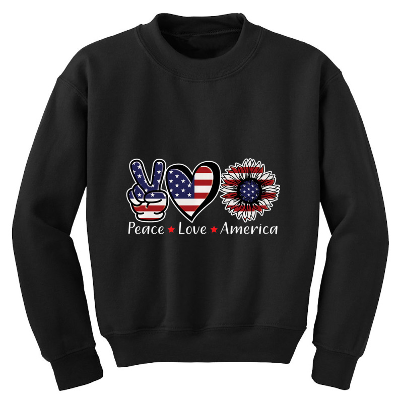 Hot Trend Peace Love America Women Girls Sunflower 4th Youth Sweatshirt by yumgaugeteuda | Artistshot