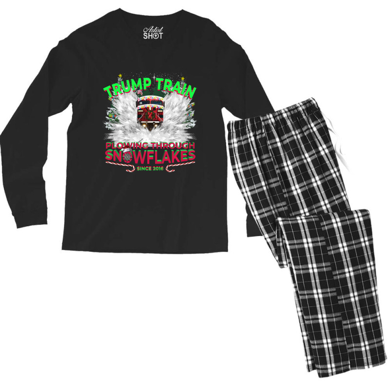 Trending Plow Snowflakes This Christmas & Don A Maga Trump Train 2024 Men's Long Sleeve Pajama Set by yumgaugeteuda | Artistshot