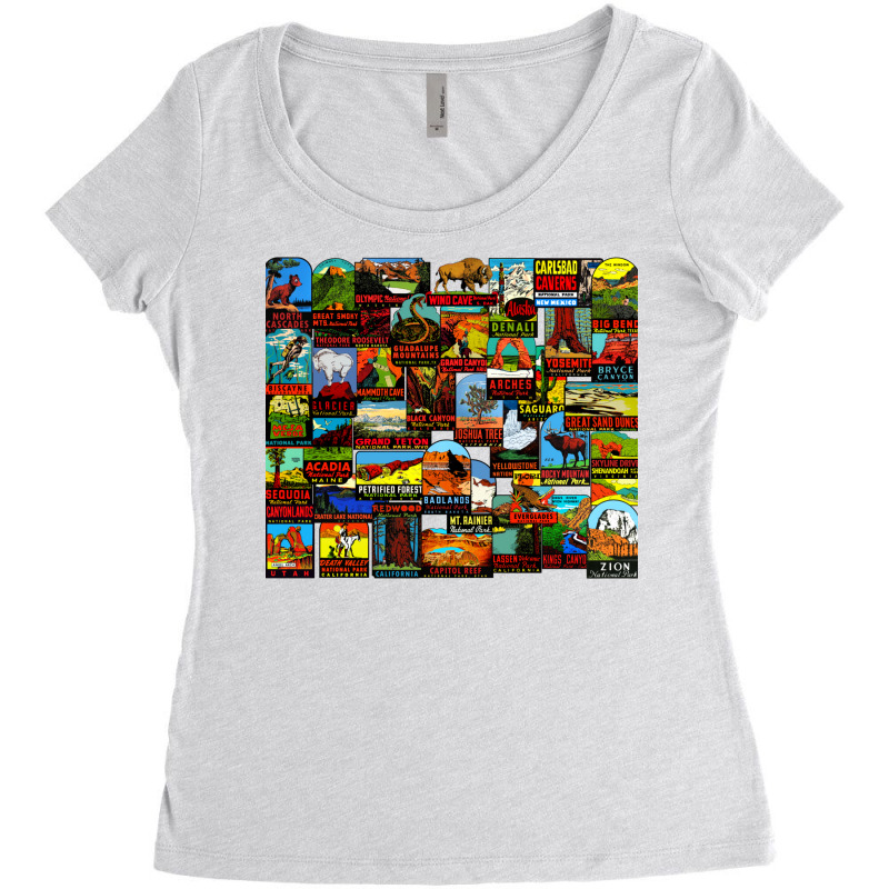 American National Parks Vintage Travel Decal Bomb Women's Triblend Scoop T-shirt by hydriberolh | Artistshot