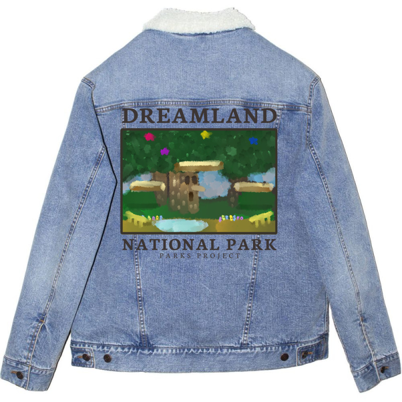 Dream Land National Park Unisex Sherpa-Lined Denim Jacket by oubaydkukmanz | Artistshot