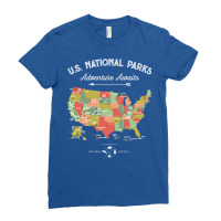 National Park Map Vintage T Shirt   All 59 National Parks Ladies Fitted T-shirt | Artistshot