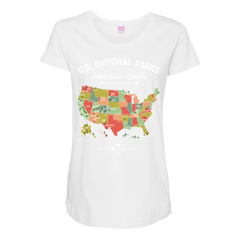 National Park Map Vintage T Shirt   All 59 National Parks Maternity Scoop Neck T-shirt by rizhovamariam | Artistshot