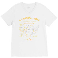 National Park Map Vintage T Shirt   All 59 National Parks Gifts Men Wo V-neck Tee | Artistshot