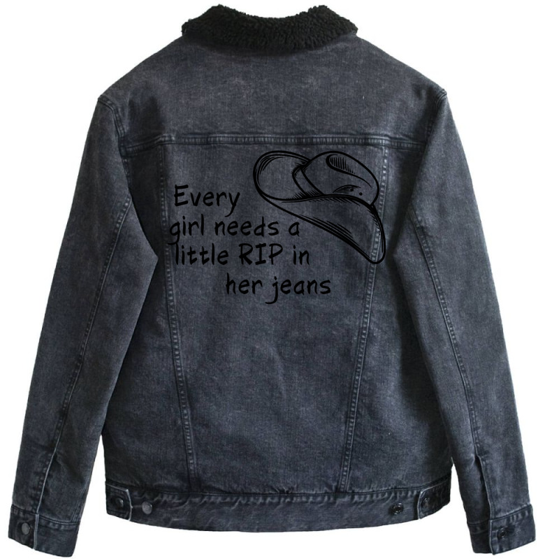 Every Girl Needs A Little Rip In Her Jeans Shirt Unisex Sherpa-Lined Denim Jacket by oubaydkukmanz | Artistshot