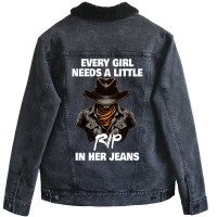 Every Girl Needs A Little Rip In Their Jeans Unisex Sherpa-lined Denim Jacket | Artistshot