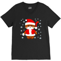 Cat Christmas Snow V-neck Tee | Artistshot