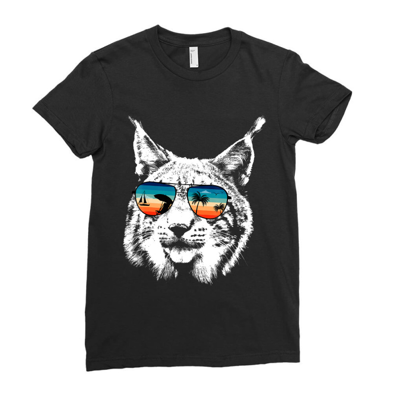 Hot Trend Lynx S With Glasses Sunglasses Retro Style Ladies Fitted T-Shirt by bummercaught | Artistshot