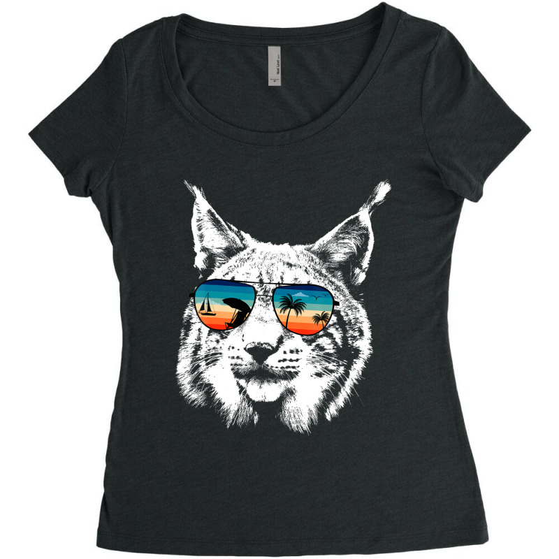 Hot Trend Lynx S With Glasses Sunglasses Retro Style Women's Triblend Scoop T-shirt by bummercaught | Artistshot