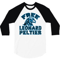 Free Leonard Peltier Blue Used Look 3/4 Sleeve Shirt | Artistshot