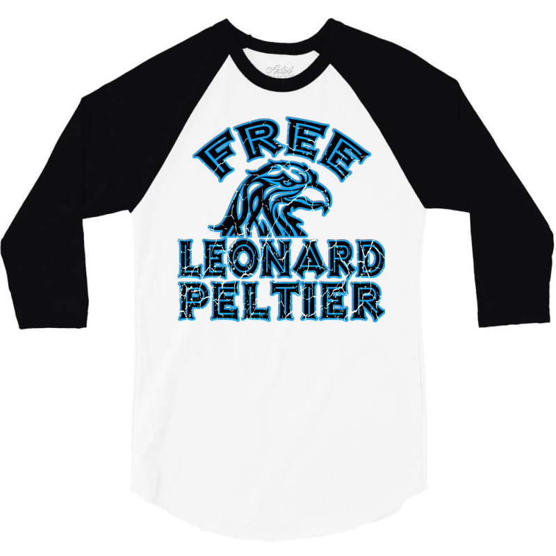 Free Leonard Peltier Blue Used Look 3/4 Sleeve Shirt by oubaydkukmanz | Artistshot