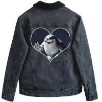 King Shark Heart Print Unisex Sherpa-lined Denim Jacket | Artistshot