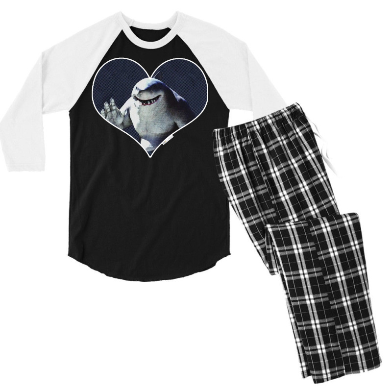 King Shark Heart Print Men's 3/4 Sleeve Pajama Set | Artistshot