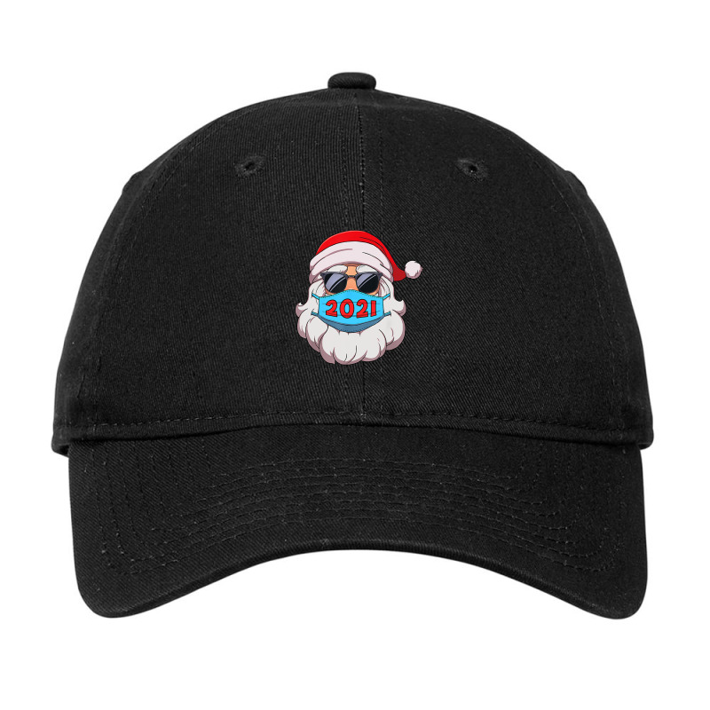 Santa In Mask Vaccinated Christmas Adjustable Cap by JessicaProffitt | Artistshot