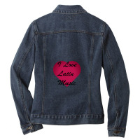 I Love Latin Music Stickers 1 Ladies Denim Jacket | Artistshot