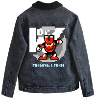 Magnet Man With Ice Blue Text Unisex Sherpa-lined Denim Jacket | Artistshot