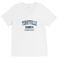 Terryville Connecticut Ct Vintage Athletic Sports Design V-neck Tee | Artistshot