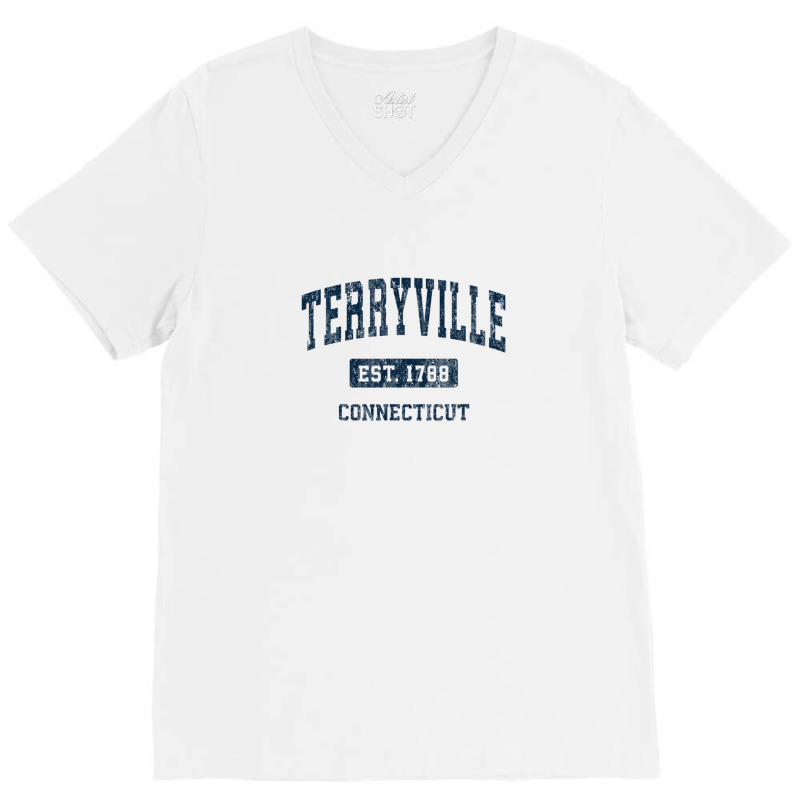 Terryville Connecticut Ct Vintage Athletic Sports Design V-Neck Tee by kajmakgezimiy | Artistshot