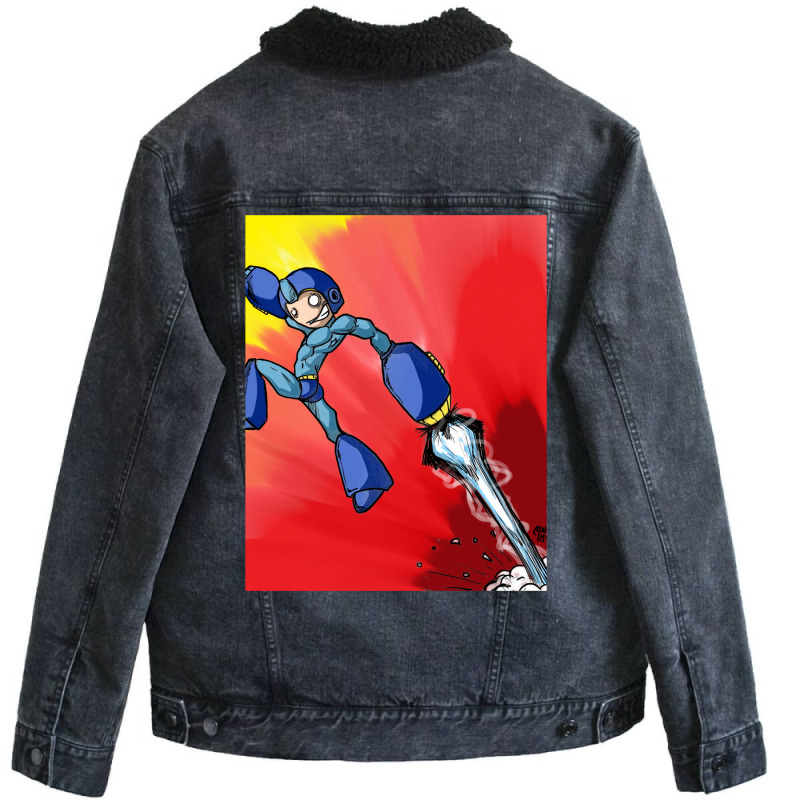 Megaman!  1 Unisex Sherpa-Lined Denim Jacket by parralwankyd | Artistshot