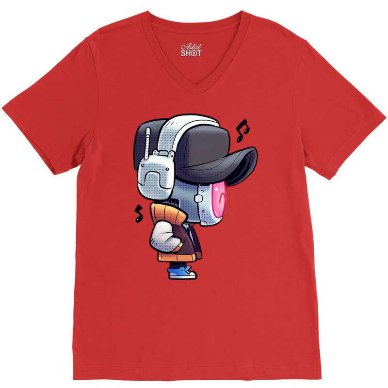 Robot Man Music V-neck Tee | Artistshot