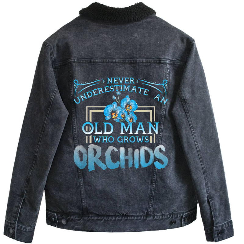 Funny Orchid Lover For Men Dad Uncle Gift For Fathers Day Unisex Sherpa-lined Denim Jacket | Artistshot