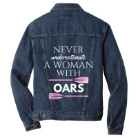 Funny Rowing Canoeing Woman With Oars Shirt Men Denim Jacket | Artistshot