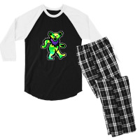 Green Grateful Dancing Hippie Classic Rock Dead Bear Men's 3/4 Sleeve Pajama Set | Artistshot