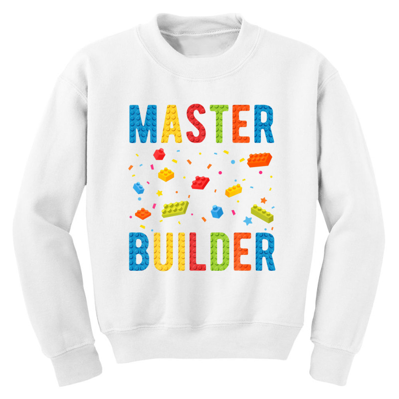 Master Builder Kids Building Blocks Brick Builder Youth Sweatshirt | Artistshot