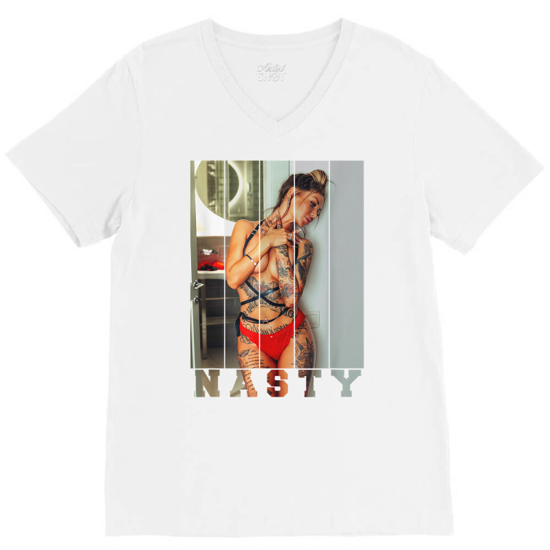 Body Tattoo On Nasty Latin Woman Sexy Photography T Shirt V-Neck Tee by tawny4okburd | Artistshot