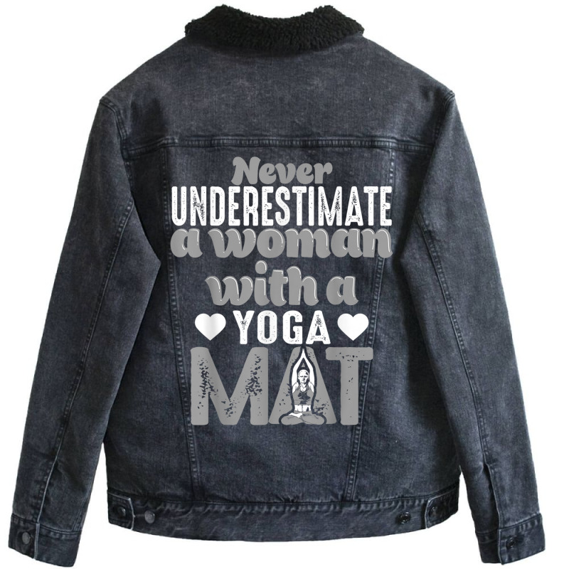 Funny Yoga Gift Women Exercise Mat Lover Fitness Girls Teens 010 Unisex Sherpa-lined Denim Jacket | Artistshot