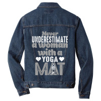 Funny Yoga Gift Women Exercise Mat Lover Fitness Girls Teens 010 Men Denim Jacket | Artistshot