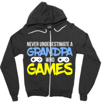 Gamer Grandpa - A Grandpa Who Games Zipper Hoodie | Artistshot