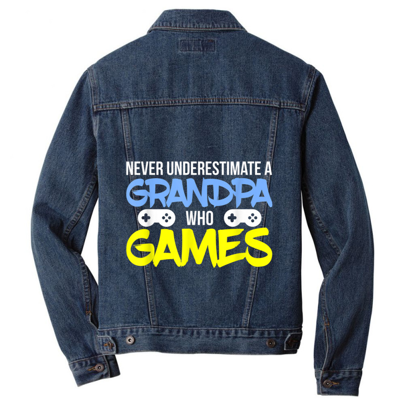 Gamer Grandpa - A Grandpa Who Games Men Denim Jacket | Artistshot