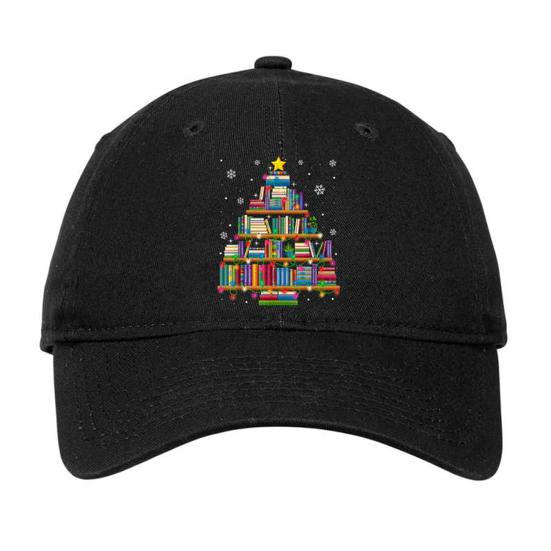 Book Christmas Tree Xmas Lights Library Book Librarian T Shirt Adjustable Cap by shmonotpv4s | Artistshot