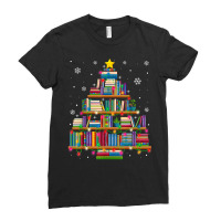 Book Christmas Tree Xmas Lights Library Book Librarian T Shirt Ladies Fitted T-shirt | Artistshot