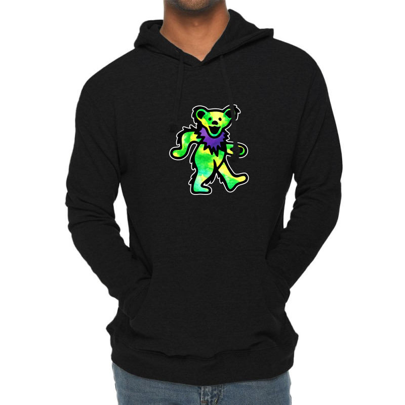 Green Grateful Dancing Hippie Classic Rock Dead Bear Lightweight Hoodie | Artistshot