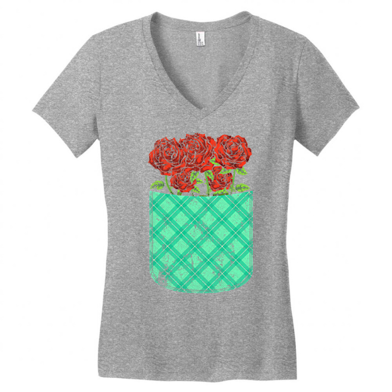 Botanical Garden Flower Blossom Nature Floral Pocket Rose T Shirt Women's V-Neck T-Shirt by xq8pjbeamer | Artistshot