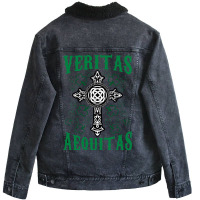 St Patricks Day Irish Veritas Aequitas Ireland Unisex Sherpa-lined Denim Jacket | Artistshot