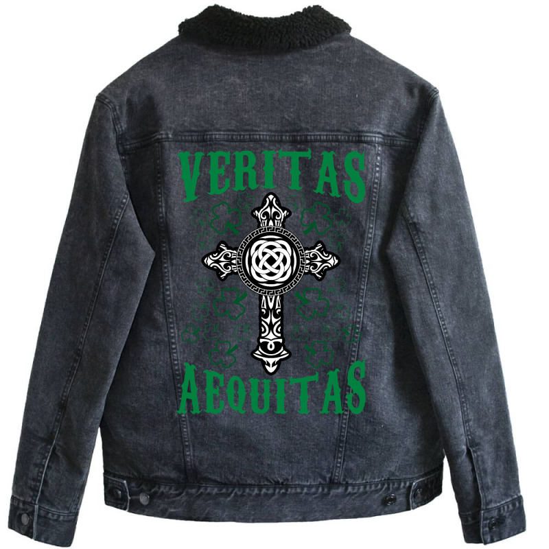 St Patricks Day Irish Veritas Aequitas Ireland Unisex Sherpa-Lined Denim Jacket by thuhuong | Artistshot