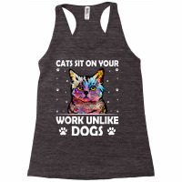 Cats Sit On Your Work Cat Mom Wfh Cat Dad Work From Home T Shirt Racerback Tank | Artistshot