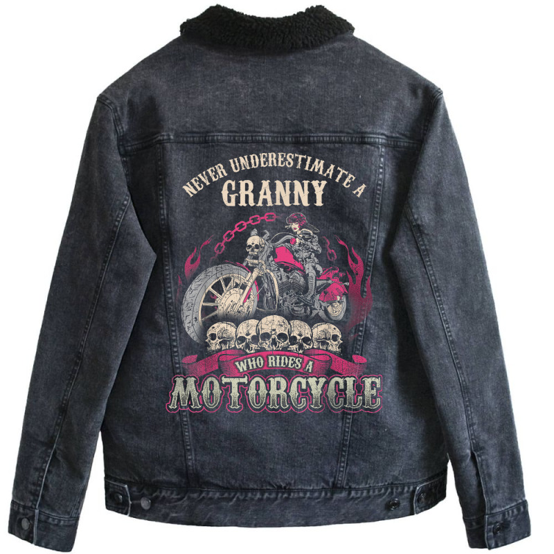 Granny Biker Chick Lady Motorcycle Tshirt Unisex Sherpa-lined Denim Jacket | Artistshot