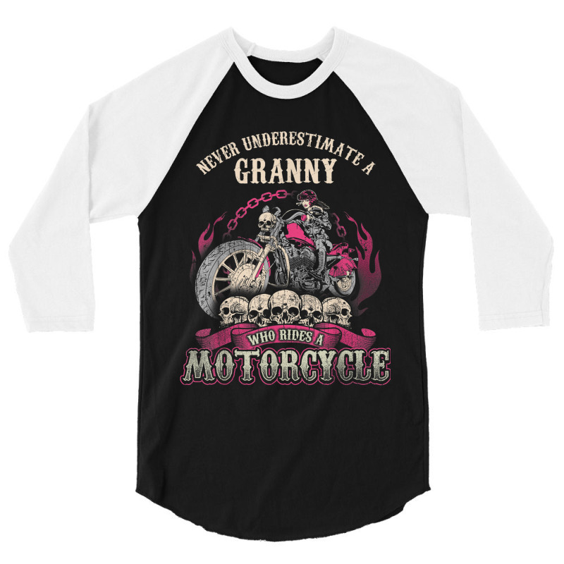 Granny Biker Chick Lady Motorcycle Tshirt 3/4 Sleeve Shirt | Artistshot