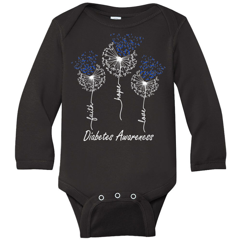 Diabetes Awareness Faith Hope Love Dandelion T Shirt Long Sleeve Baby Bodysuit by noelenedh2mar | Artistshot